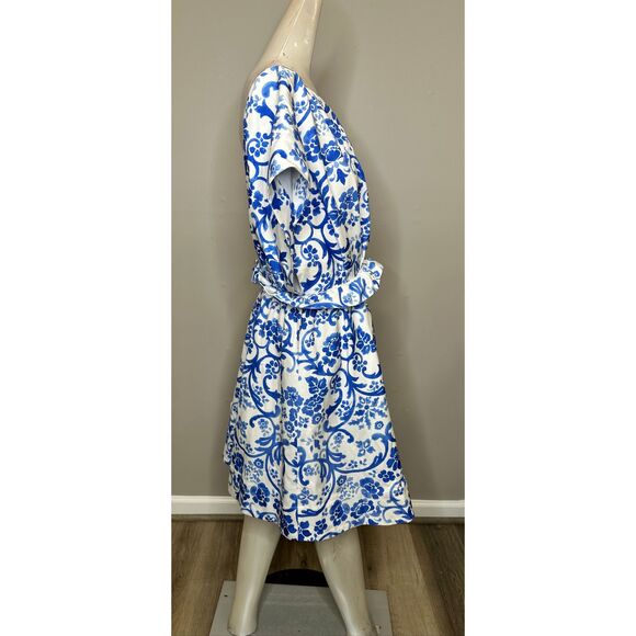 Carolina Herrera Floral Ruffled Minidress in Bluebell Multi US 10 $1990 - Picture 10 of 12